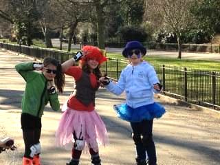 Jade, Madeleine and Sophie complete three laps of Battersea Park on rollerblades, raising over £300